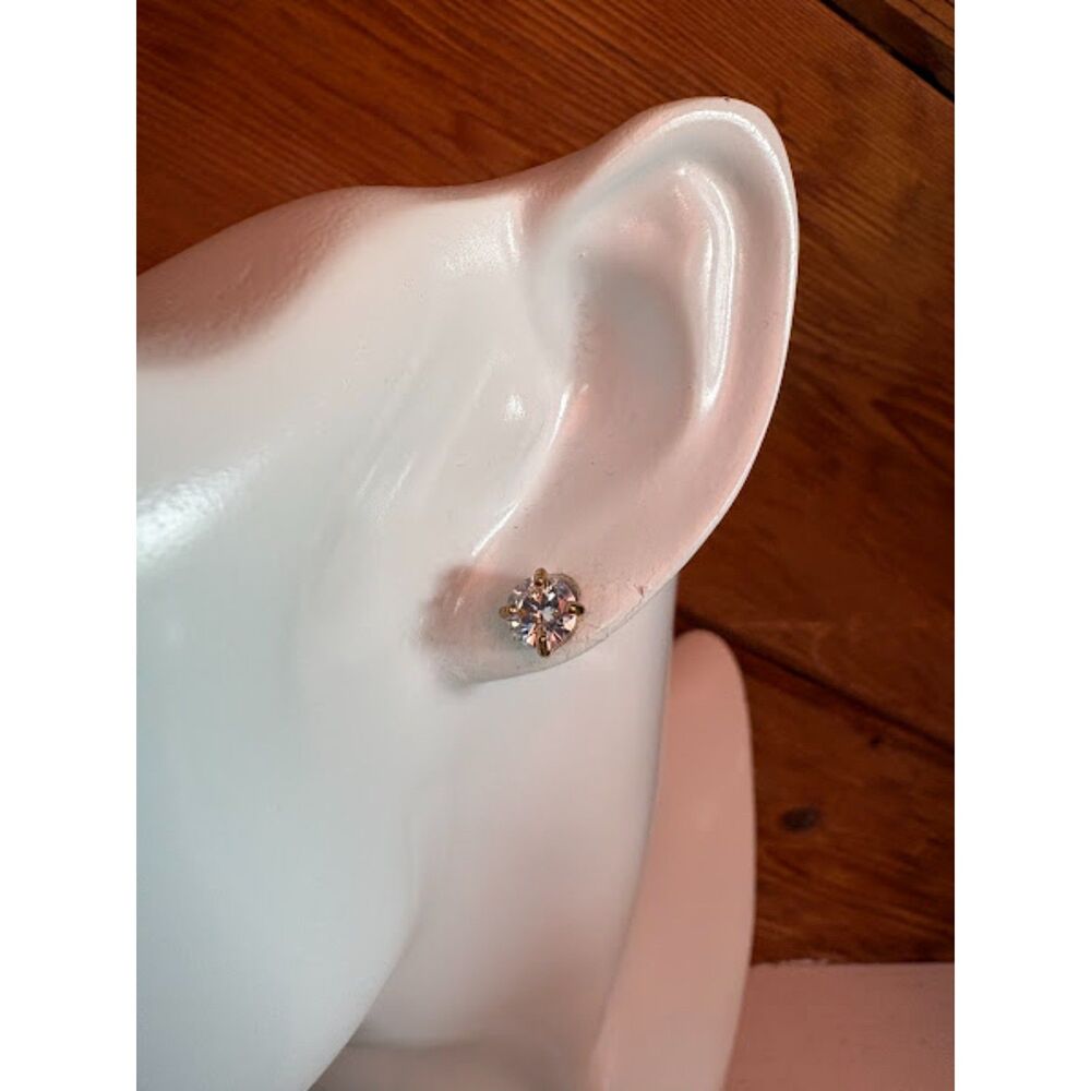 Madison Tyler Gold-Tone CZ Flower Stud Earrings NWT